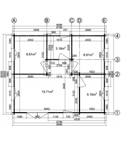 Casa de madera "IVETA , 42 m2 " - 44mm