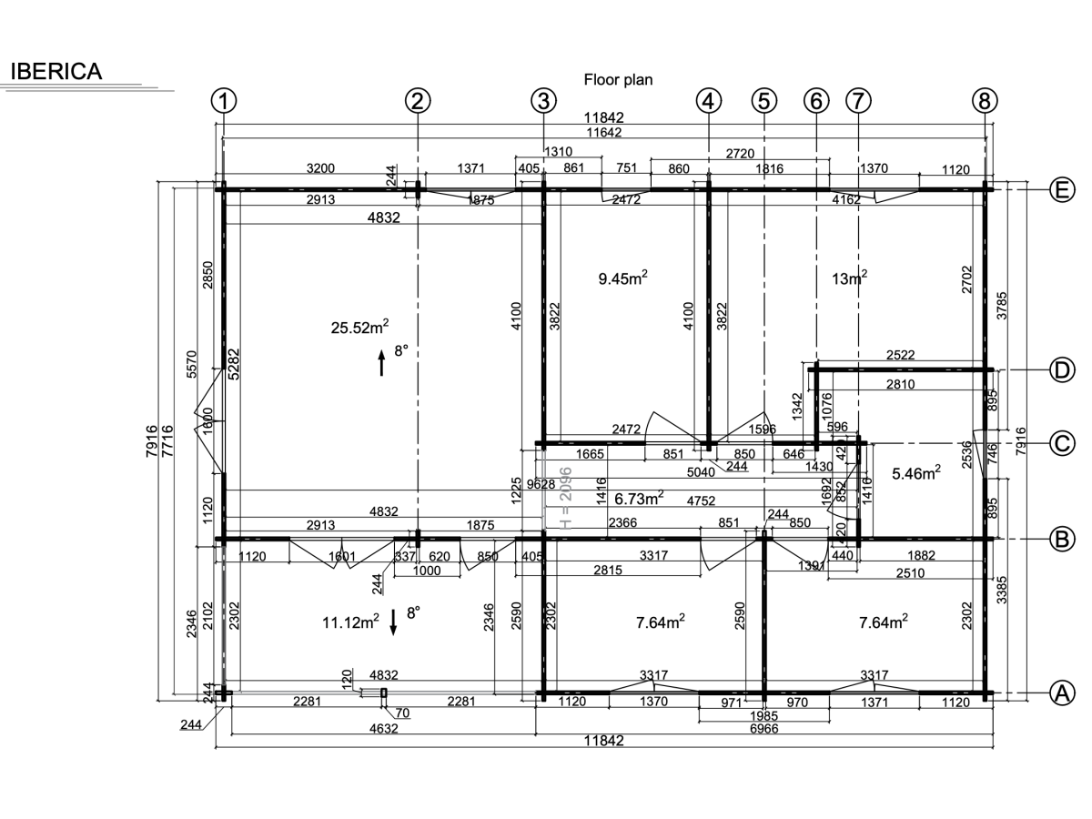 Casa de madera "IBERICA , 93,5 m2" - 70 mm