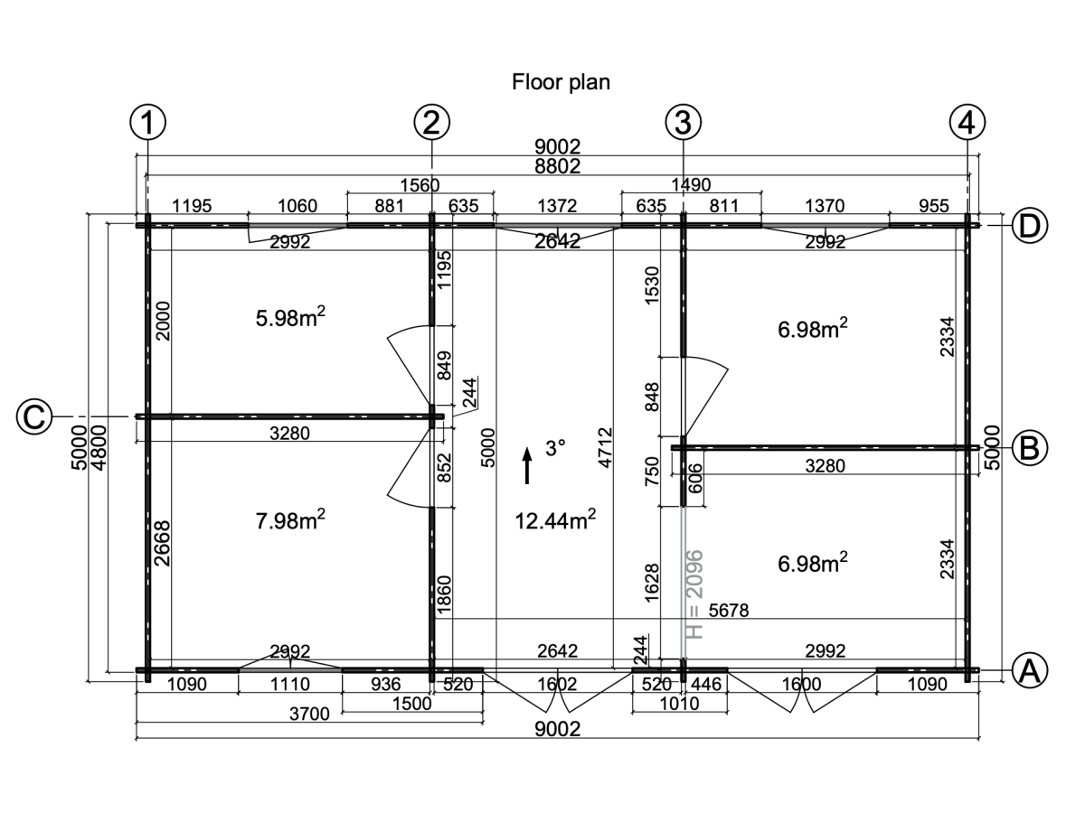 Casa de madera "AMANDA , 45 m2 " - 70 mm