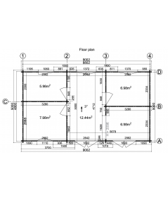 Casa de madera "AMANDA , 45 m2 " - 70 mm