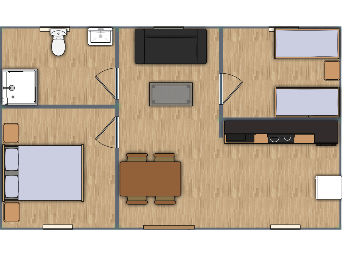 Casa de madera  AMANDA , 45 m2  - 70 mm
