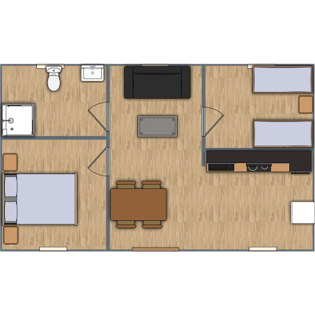 Casa de madera  AMANDA , 45 m2  - 70 mm