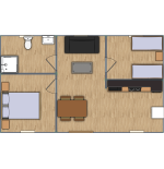 Casa de madera  AMANDA , 45 m2  - 70 mm