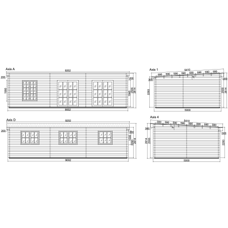 Casa de madera "AMANDA , 45 m2 " - 44-50-44 mm