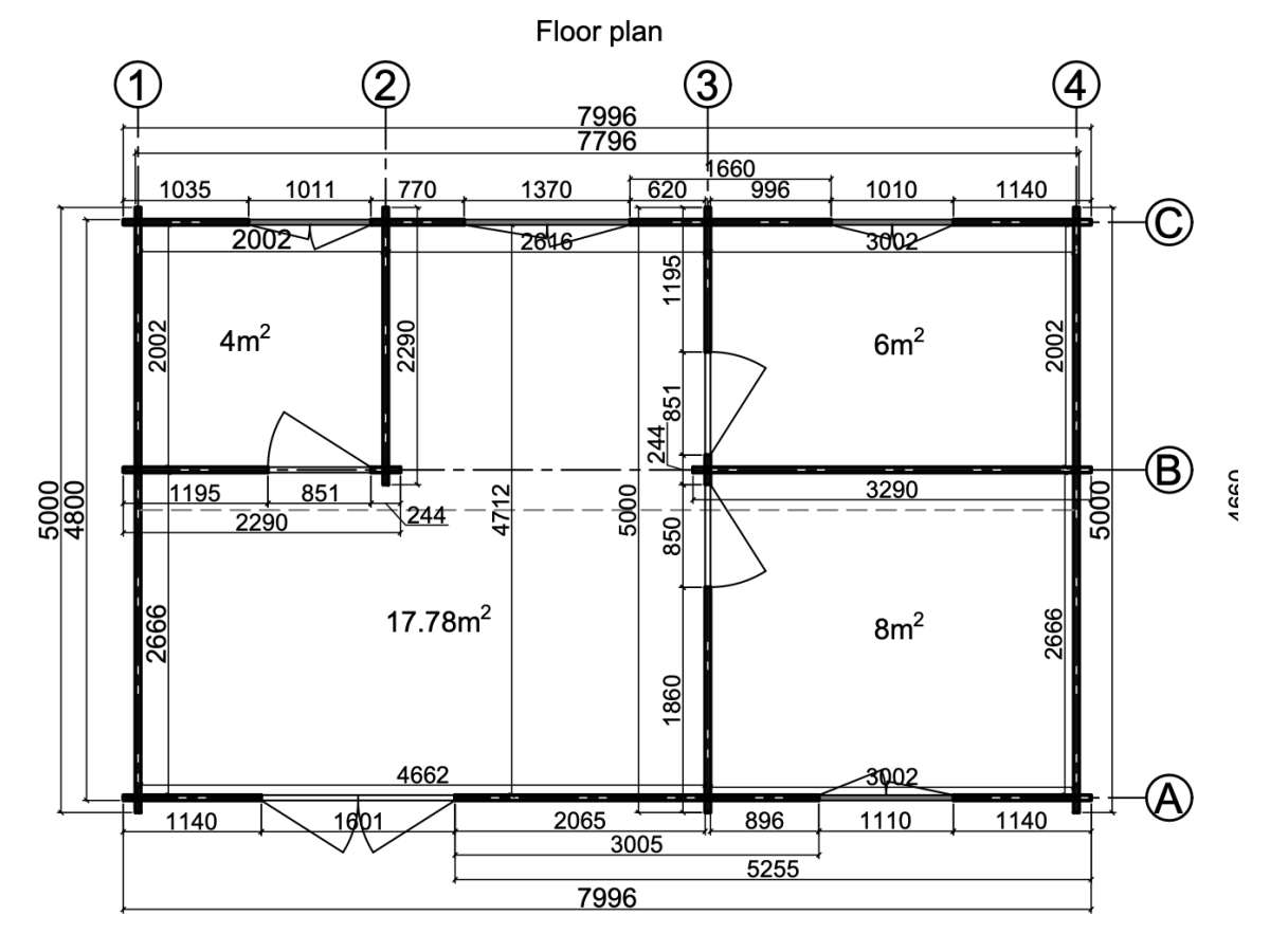 Casa de madera "DAIVA , 40 m2 " - 70 mm