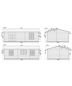 Casa de madera de doble pared  DAIVA , 40 m2  - 44-50-44 mm