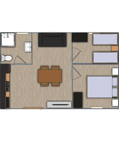 Casa de madera de doble pared  DAIVA , 40 m2  - 44-50-44 mm