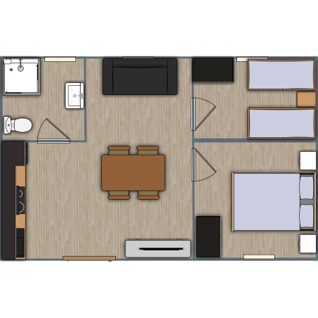 Casa de madera de doble pared  DAIVA , 40 m2  - 44-50-44 mm