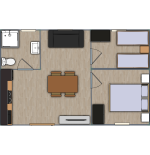 Casa de madera de doble pared  DAIVA , 40 m2  - 44-50-44 mm