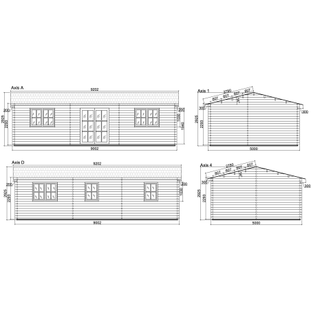 Casa de madera de doble pared DALIA , 45 m2 - 44-50-44 mm