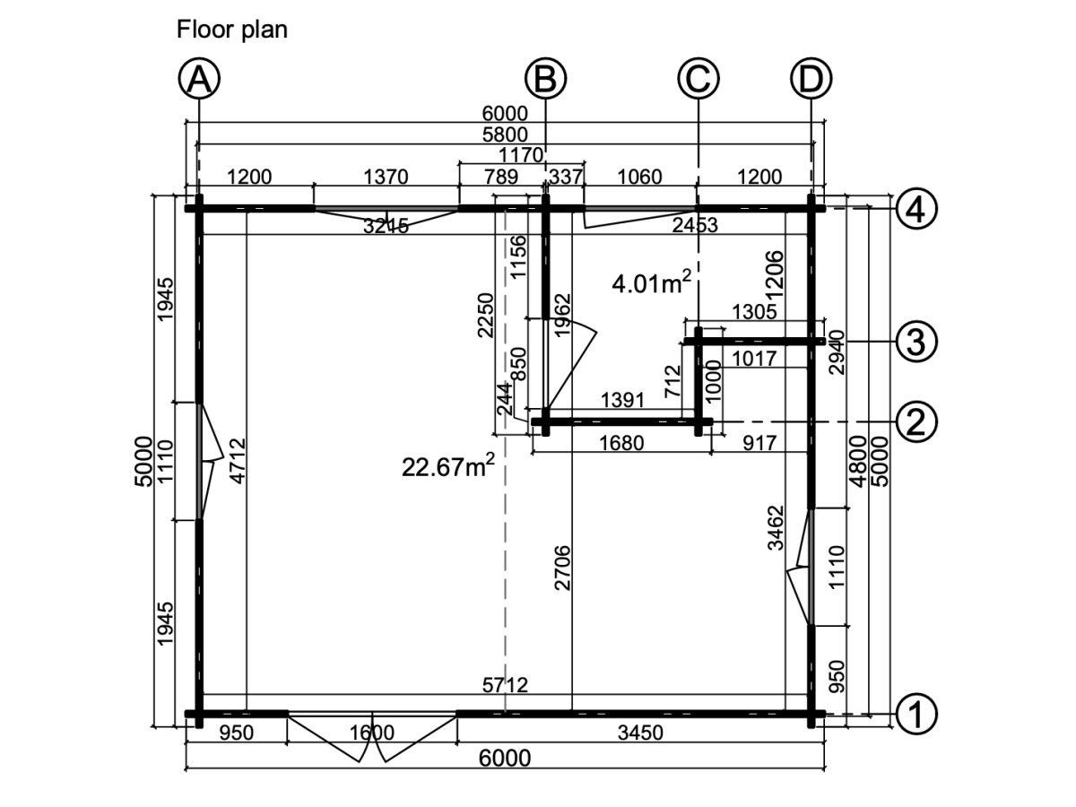 Casa de madera de doble pared DUNA  30 m², 44-50-44 mm