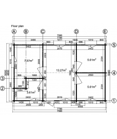 Casa de madera "GABRIELA , 40 m2 " - 70 mm