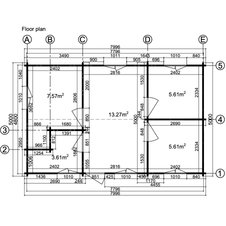 Casa de madera "GABRIELA , 40 m2 " - 70 mm