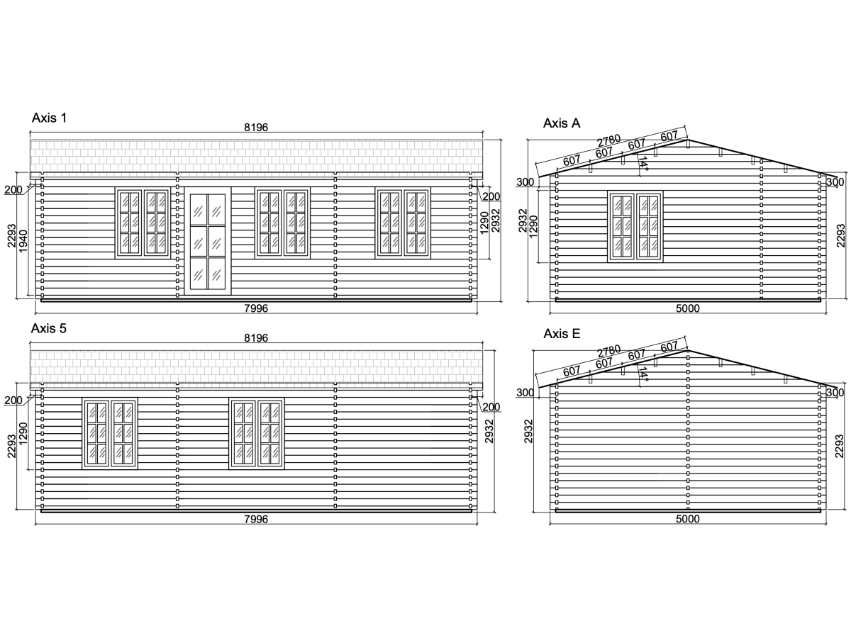 Casa de madera de doble pared "GABRIELA , 40 m2 " - 44-50-44  mm