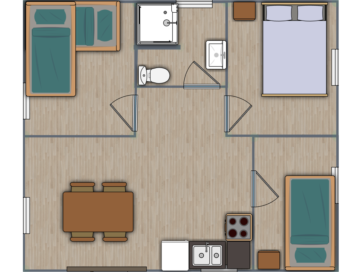 Casa de madera "IVETA , 42 m2 " - 70 mm
