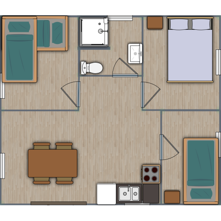Casa de madera "IVETA , 42 m2 " - 70 mm