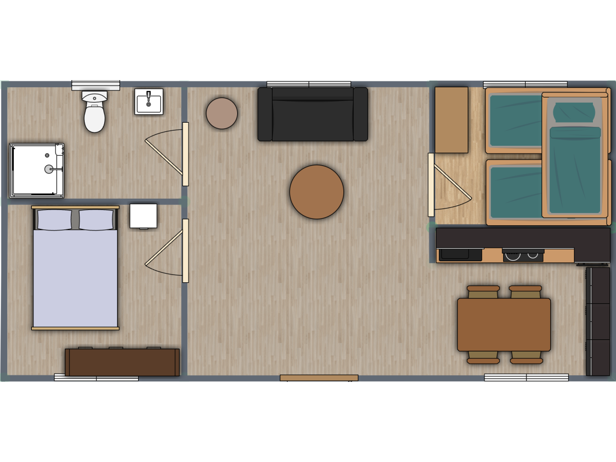 Casa de madera "PAMELA , 50 m2", 44-50-44 mm