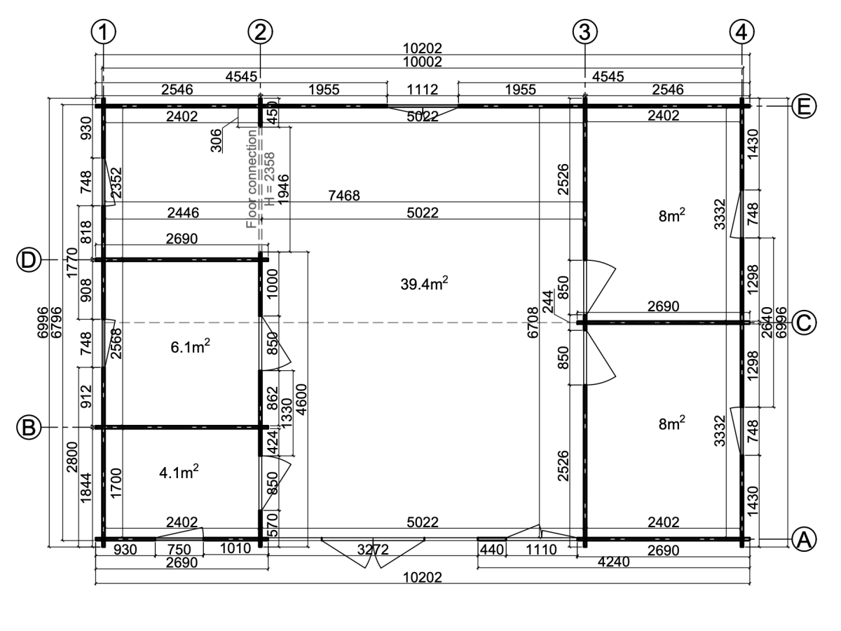 ANCONA WOOD 72  m2  - 45-50-44 mm