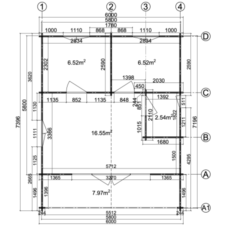 Casa de madera "FAENZA WOOD, 44 m2 "