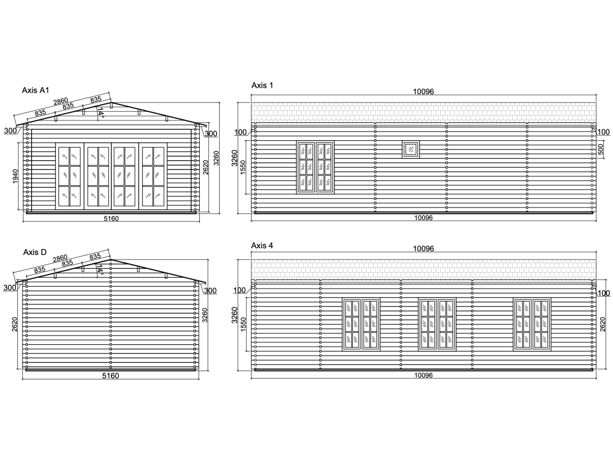 Casa de madera "LUGANO WOOD , 57 m2 " - 44-50-44 mm