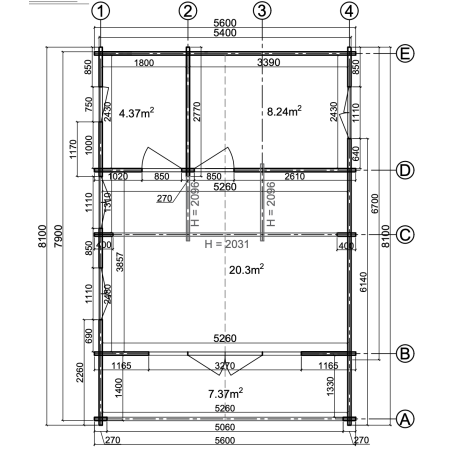 Casa de madera de dos plantas  "MODENA WOOD 55 m2 " - 70 mm
