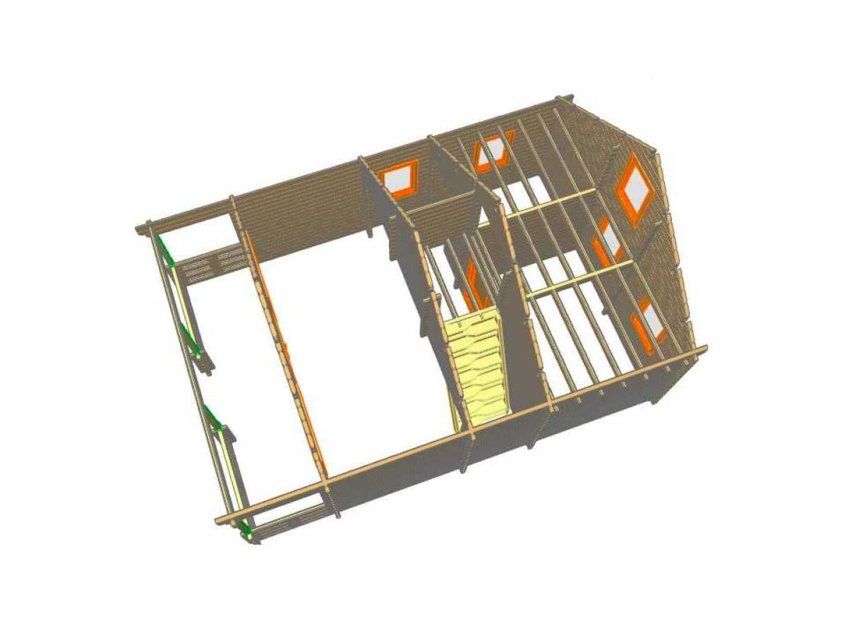 Casa de madera de dos plantas  "MODENA WOOD 55 m2 " - 44-50-44 mm