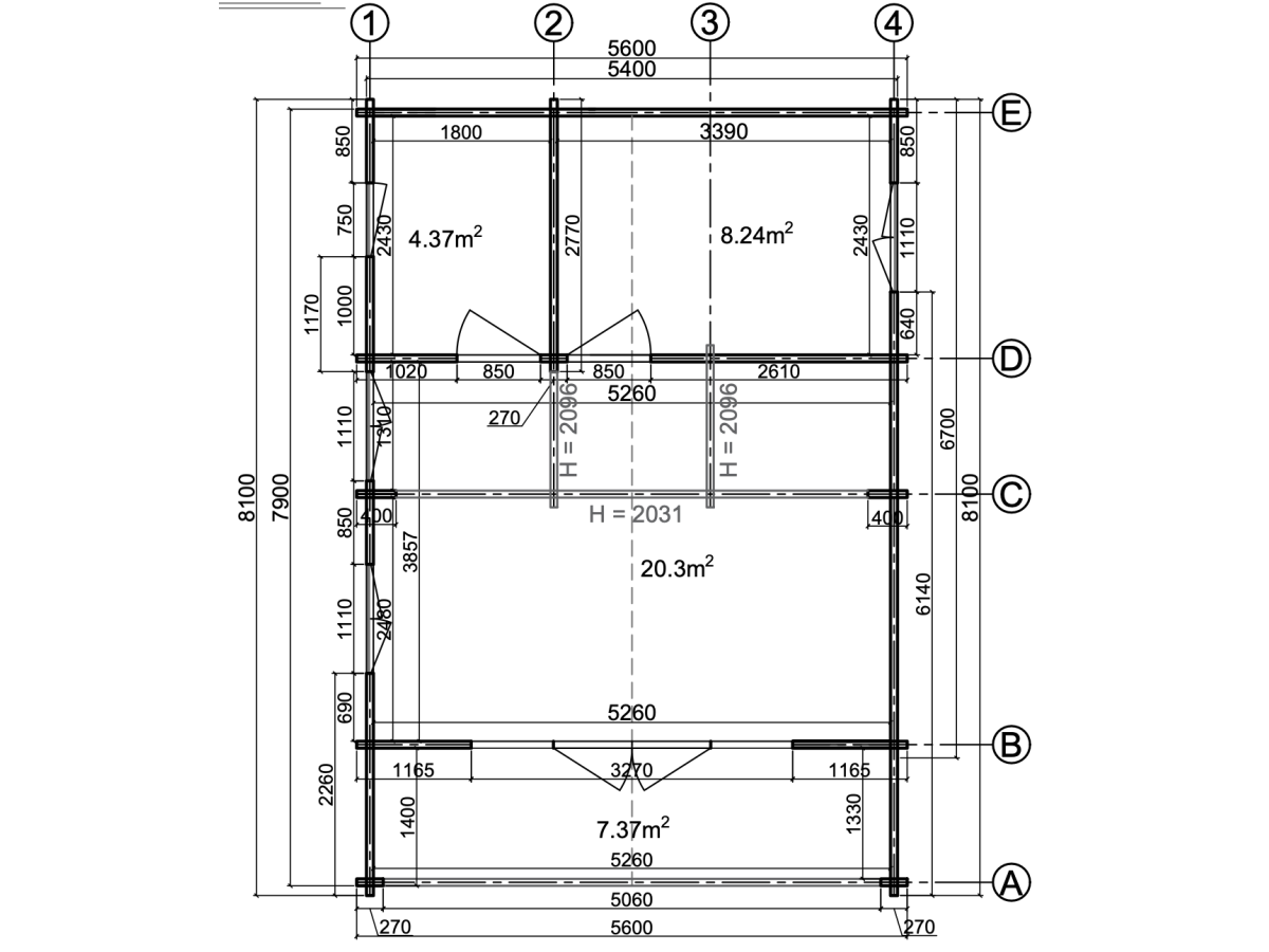 Casa de madera de dos plantas  "MODENA WOOD 55 m2 " - 44-50-44 mm