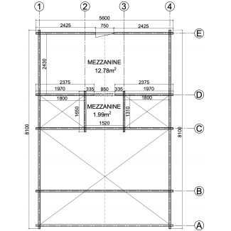 Casa de madera de dos plantas  "MODENA WOOD 55 m2 " - 44-50-44 mm