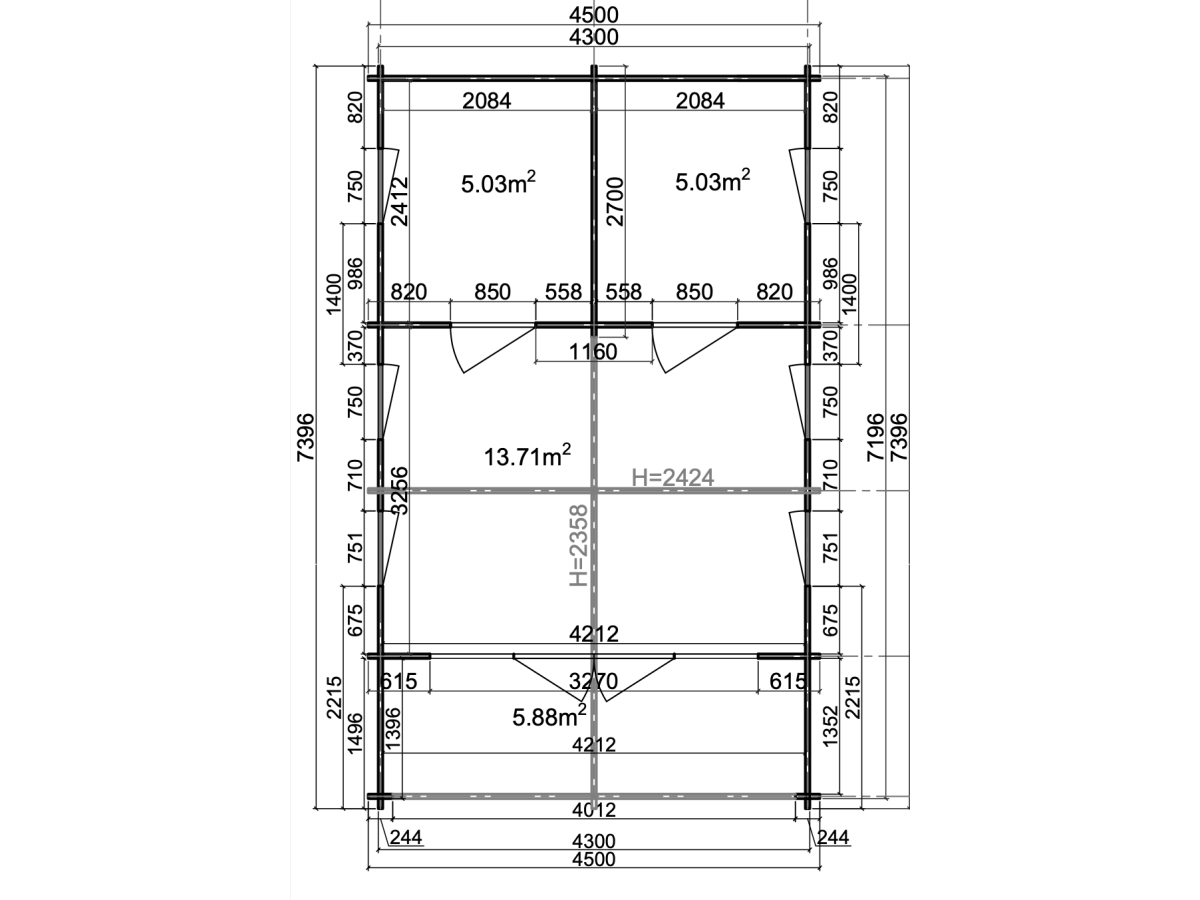 Casa de madera (altillo) NOGARA WOOD 40 m²  , 70 mm