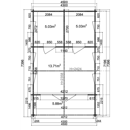 Casa de madera (altillo) NOGARA WOOD 40 m²  , 70 mm