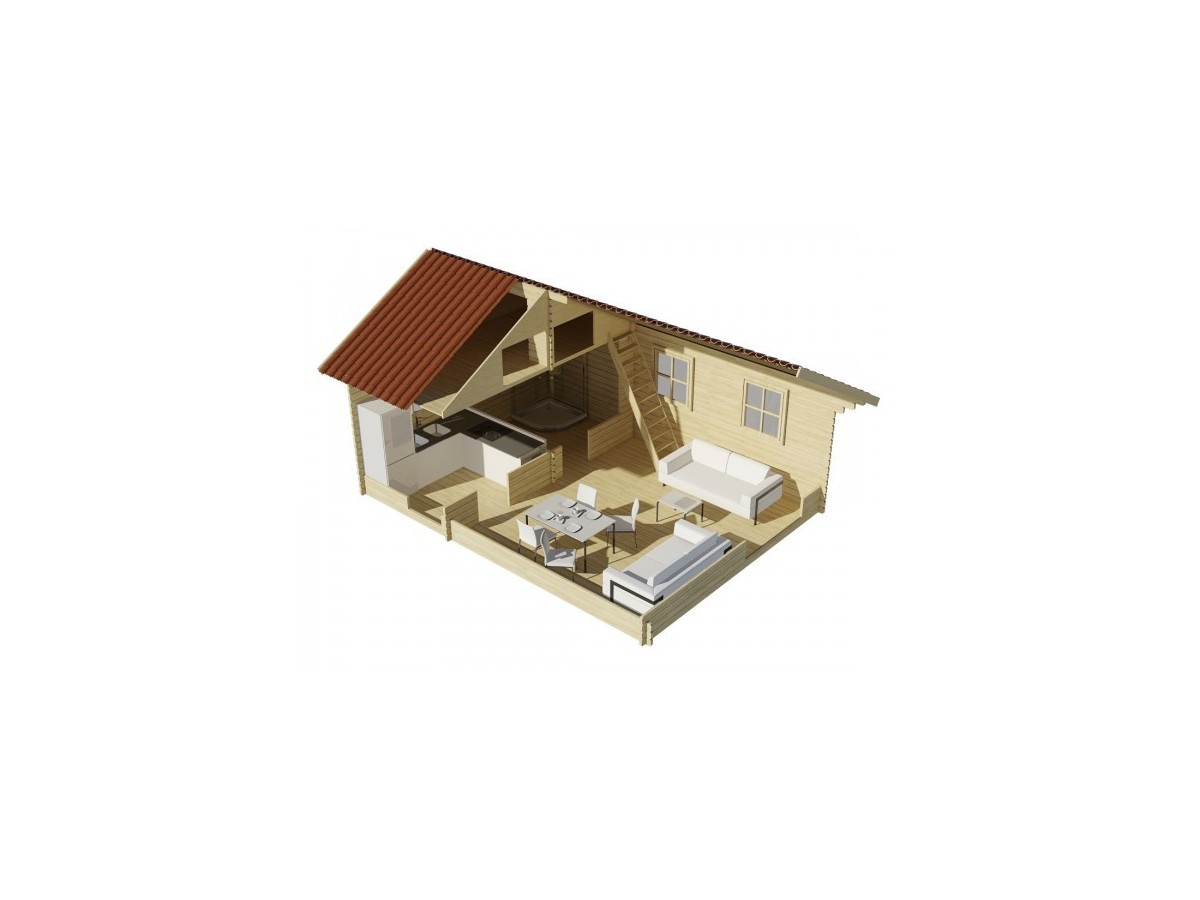 Casa de madera (altillo) NOGARA WOOD 40 m²  , 44 -50 -44 mm