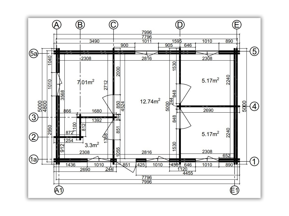 Maisons en bois à double paroi / Gabriela - 44-50-44 mm