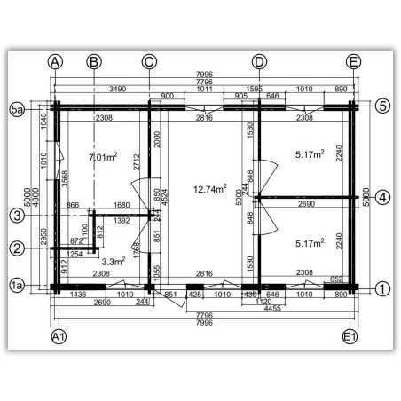 Casas de madera de doble pared / GABRIELA - 44-50-44 mm