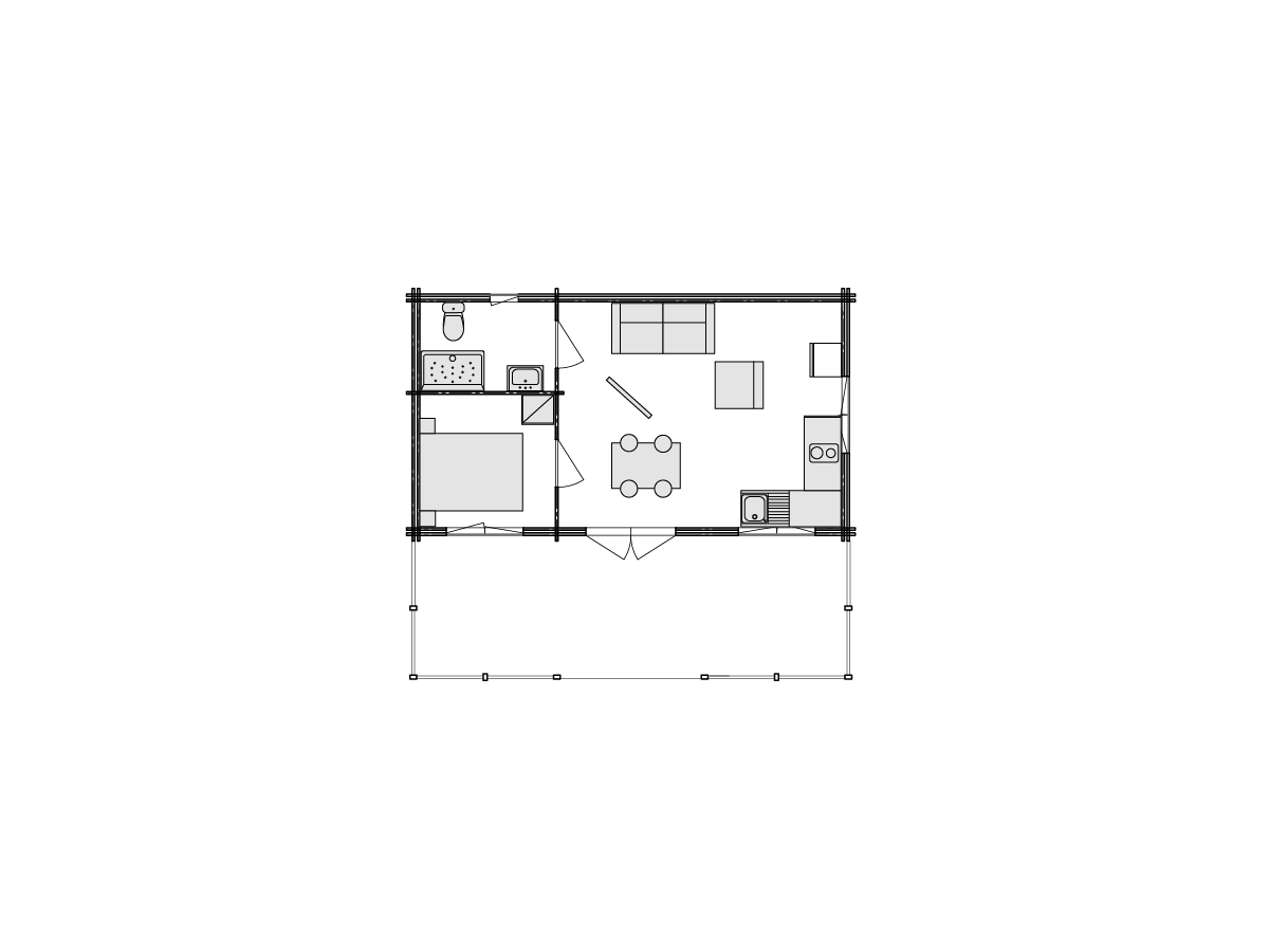 Wooden house in double wall Alina twinskin, 56m2