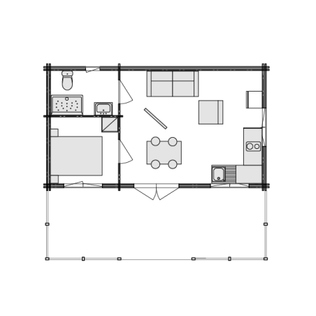 Maison en bois à double mur Alina Twinskin, 56m2