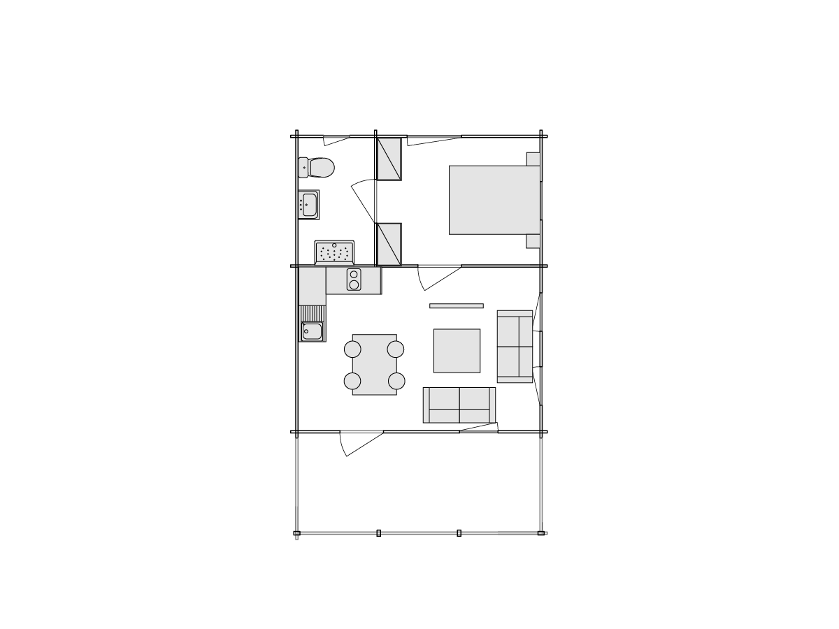 Maison en bois / Valencia 40 m2 - 44 mm