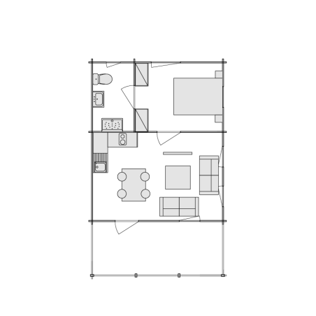 Wooden house / Valencia 40 m2 - 44 mm
