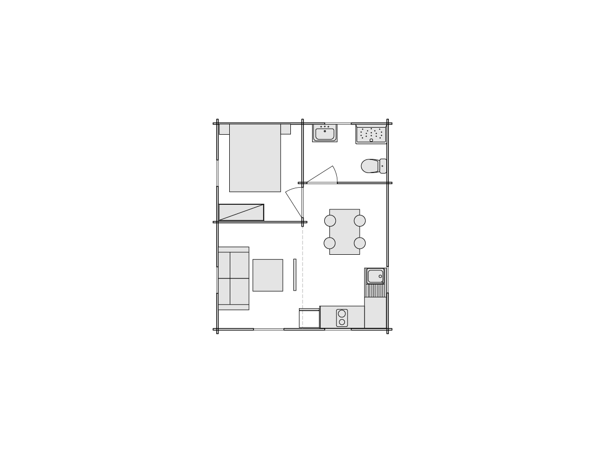 Casas de madera JULIA (5x6) 30 m², 44mm