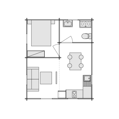 Casas de madera JULIA (5x6) 30 m², 44mm