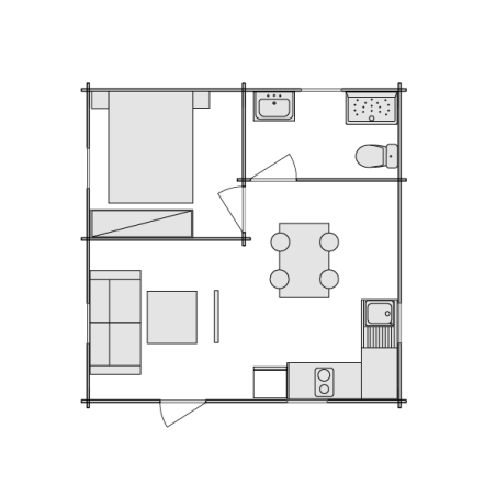 Casas de madeira / Julia 6x6, 44 mm