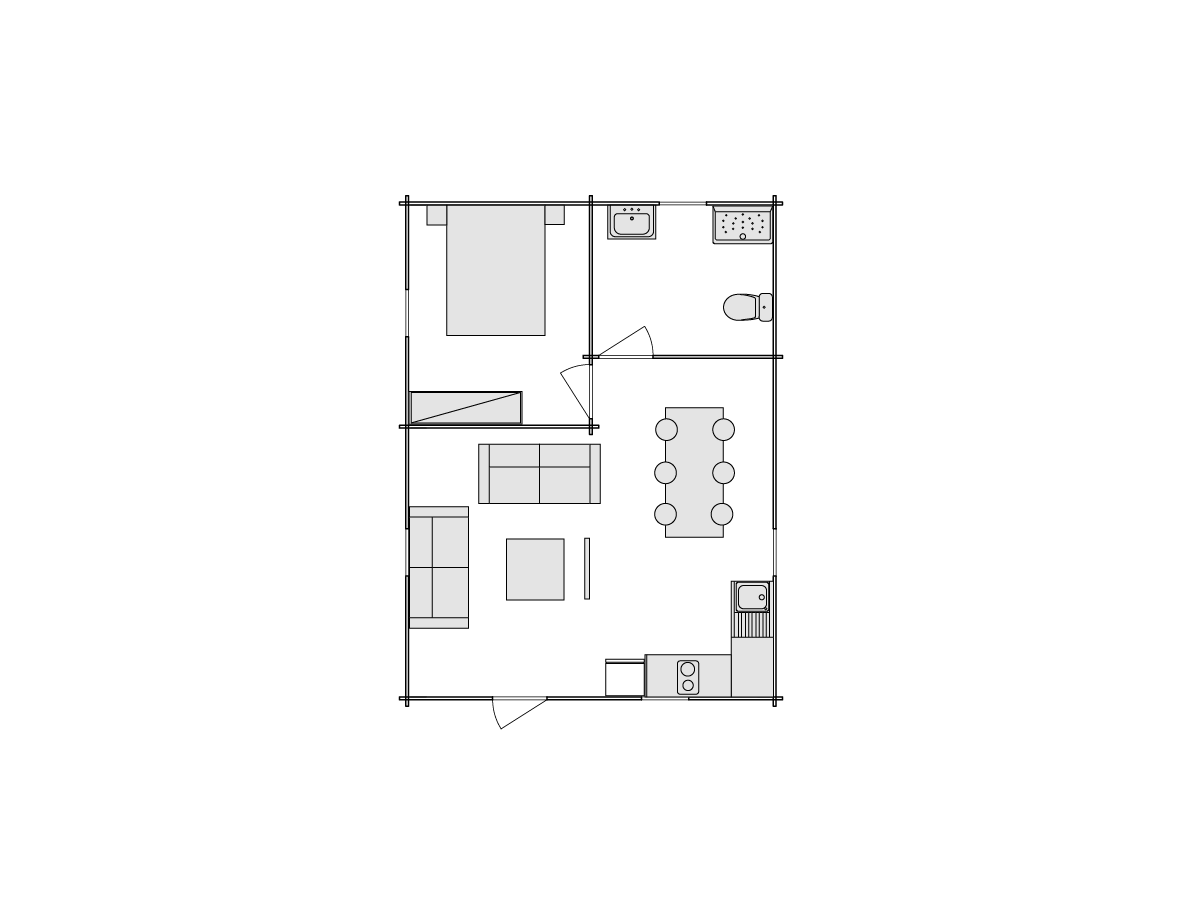 Casas de madera / JULIA 6X8 ,  70 mm