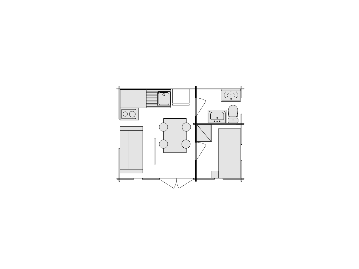 Cabaña de madera PADOVA NORDIC 36 m², 70 mm
