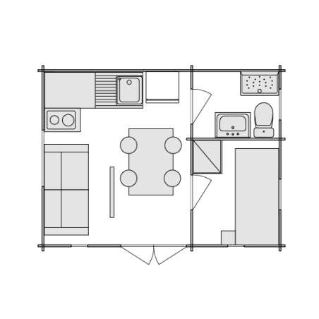 Wooden cottage Padova Nordic 36 m², 70 mm