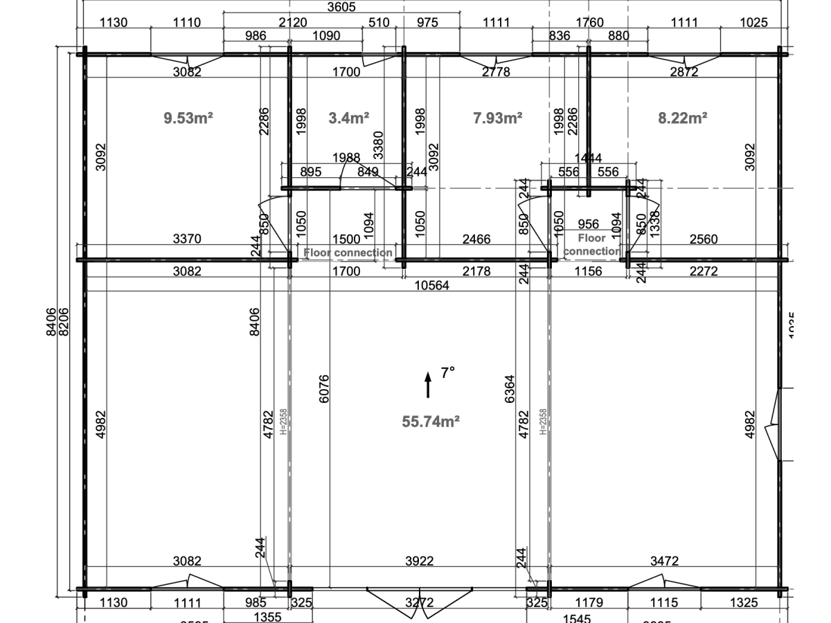 Casa de madera RIBERA 87,3 m2 - 44 mm