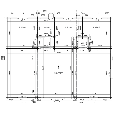 Casa de madera RIBERA 87,3 m2 - 44 mm