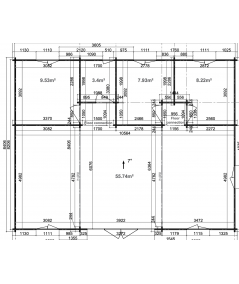 Casa de madera RIBERA 87,3 m2 - 44 mm