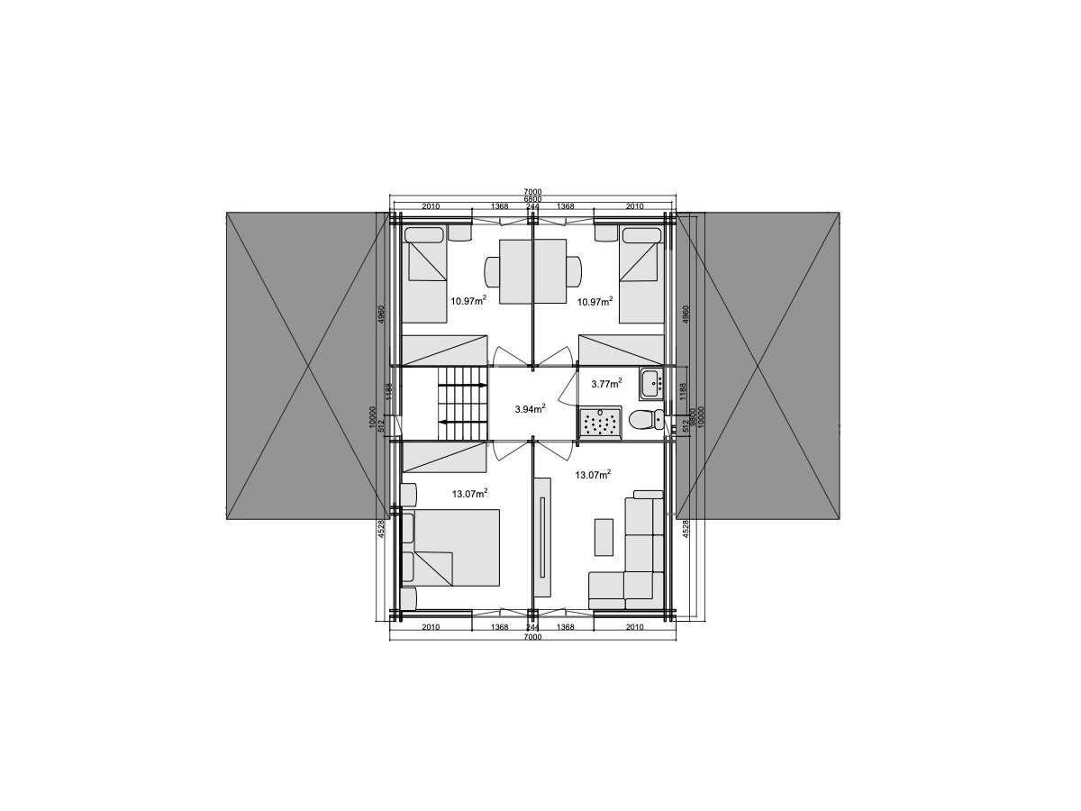 Casa de dos plantas Teresa  , 180 m2  , pared de 70 mm