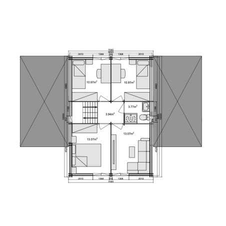 Casa de dos plantas Teresa , 180 m2 , pared de 70 mm