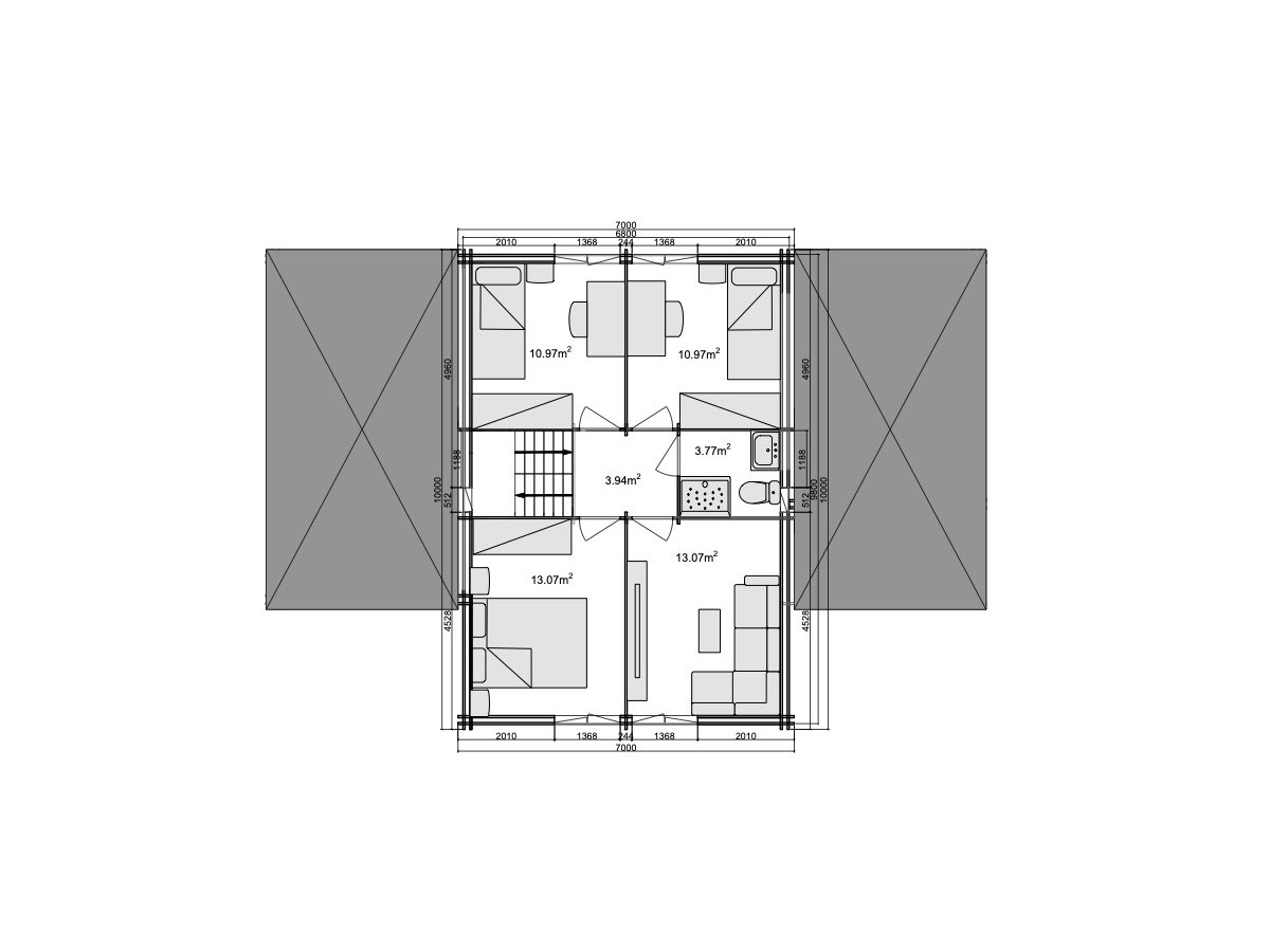 Casa de dos plantas Teresa  , 180 m2 doble pared 44-100-44 mm