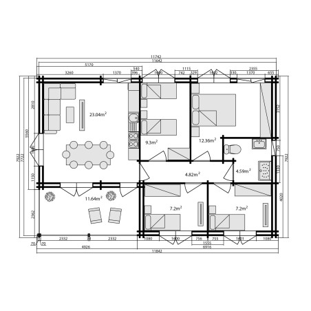 Casa de madera   "IBERICA CTE  , 93 m2" - 44 -140 -44 mm